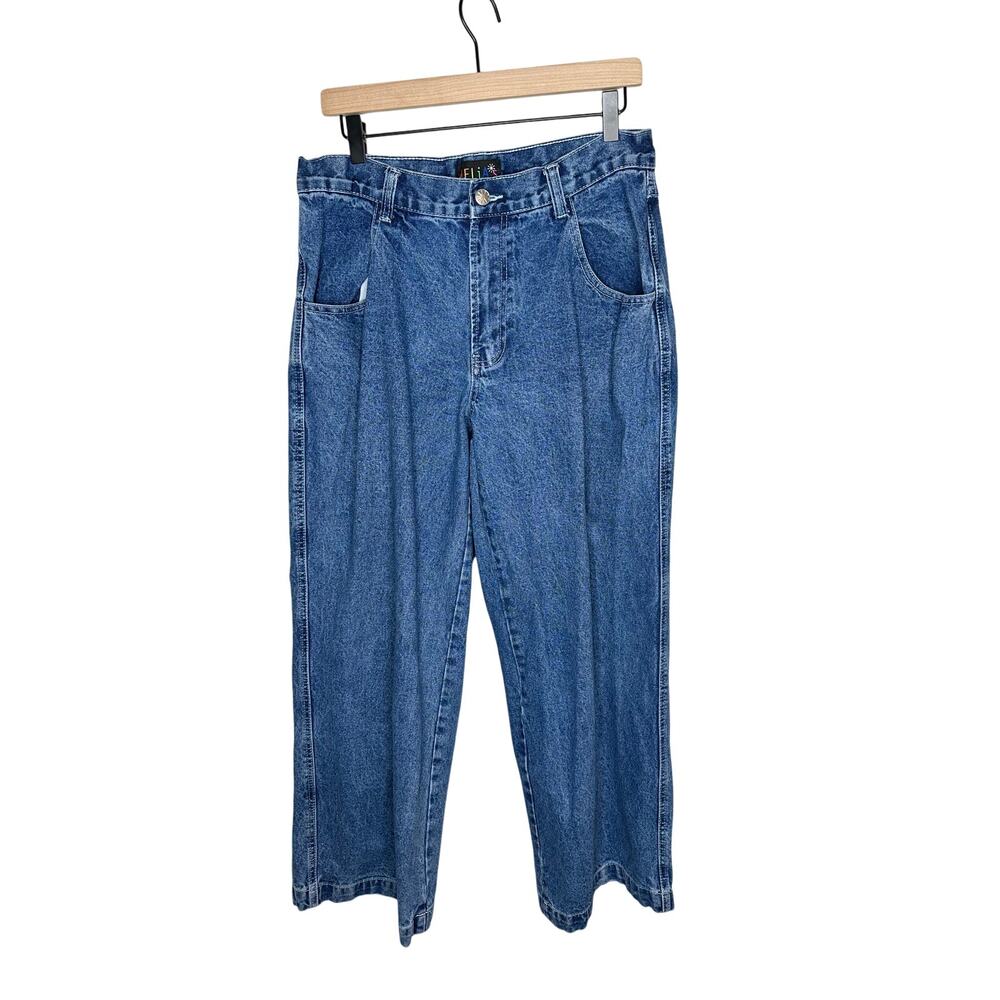 Delias Vintage 90s Wide Leg Jeans Women L 32 Blue Stone Wash Pleated High Waist